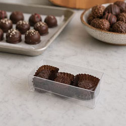 Tiny 3 Truffle Size Chocolate Boxes with Inserts for 3 Candies Chocolates & Truffles Box Size: 2 1/8" x 1 3/8" x 4 1/4" 100 Sets