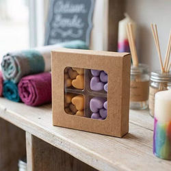 Candy Boxes 2 3/4" x 13/16" x 2 11/16" Kraft Artisan Candy Box Sets for 4 25 Pieces