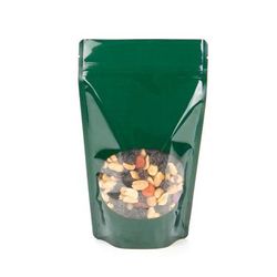 Medium Heat Seal Pouch Bags Hunter Green with Window Very Durable - Holds 4 oz. Size: 5 1/8" x 3 1/8" x 8 1/8" 100 Bags Pouches