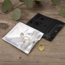 Tiny Black & Silver Clear Front Odor Proof Hanging Barrier Zipper Baggies Tamper Resistant Zipper Bag Size: 2" x 2" 100 Bags