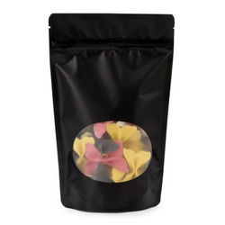 Best Heat Seal Pouch Bags Matte Black with Oval Window Very Durable - 6 - 11 oz. Size: 5 7/8" x 3 1/2" x 9 1/8" 100 Bags Pouches