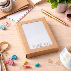 A1 Size Kraft Paper Boxes with Attached Clear Window - Great for A1 Greeting Cards Box Size: 3 3/4" x 7/8" x 5 3/16" 25 Boxes