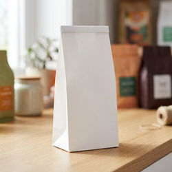 White Kraft Tin Tie Bags 5oz 3 1/2" x 2 3/8" x 7 3/4" 100 pack