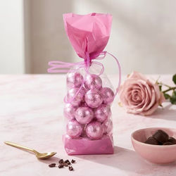 Medium Tall Pink Clear Gusset Bags - Great for Baby Showers or Gender Reveal Parties Bag Size: 2 5/8" x 1 7/8" x 10 3/4" 100 Bags