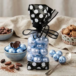 Medium Tall Black & White Polka Dot Clear Gusset Bags - Great for Adult Birthdays Bag Size: 2 5/8" x 1 7/8" x 10 3/4" 100 Bags