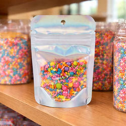 Holographic Backed Stand Up Pouches 25 Pack 3 1/8" x 2" x 5 1/8" ClearBags