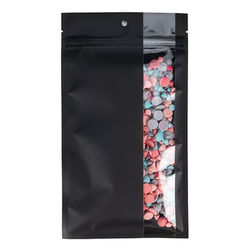 Matte Black Hanging Zipper Barrier Bag w/ Vertical Window 5? x 8 3/16? 100 pack