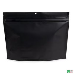 Matte Black Eco Compostable Child Resistant Stand Up Pouches 12" x 4" x 9" 100 Pack