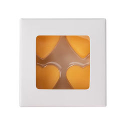 White Kraft Artisan Candy Box Set, Heart Insert 2 3/4" x 13/16" x 2 11/16" 25 pack