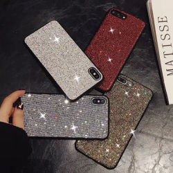 Coque en Silicone TPU souple avec strass pour iPhone compatible modèles 6 6S 7 8 Plus 11 Pro