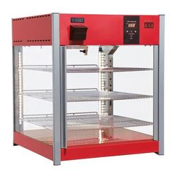 Winco EDM-1PT 23 5/8" Dual Service Countertop Heater Display Case - 3 Shelves, 120v, Red