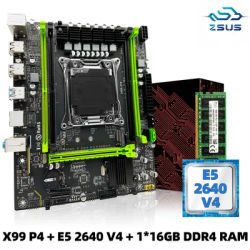 ZSUS X99 P4 Motherboard Set Kit With Intel LGA2011-3 Xeon E5 2640 V4 CPU DDR4 16GB (1*16GB) 2133MHZ RAM Memory NVME M.2 SATA