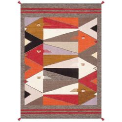 Pasargad Home Tuscany Collection Reversible Wool Multicolor Area Rug- 5' 2'' X 7' 3'' - Pasargad Home PNT-352 5x7