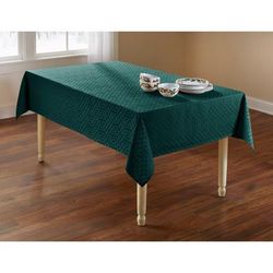 Wide Width Jacquard Tablecloth by BrylaneHome in Hunter Green (Size 60" W 84" L)