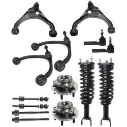 2009 Mitsubishi Raider 14-Piece Kit Front, Driver and Passenger Side, Upper and Lower Control Arm with Shock Absorber and Strut Assembly, Sway Bar Links, Tie Rod Ends, and Wheel Hubs, 2-Wheel ABS, Four Wheel Drive