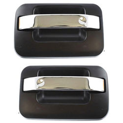 2007 Ford F-150 Rear, Driver and Passenger Side Exterior Door Handles, Chrome Lever with Primed Bezel, without Key Hole, 4-Door, Crew Cab Pickup (SuperCrew)