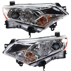 2013 Nissan Quest Driver and Passenger Side Headlights, with Bulbs, Halogen, CAPA Certified