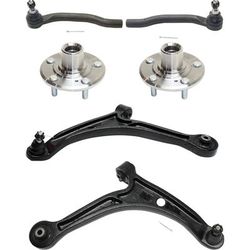 2002 Acura MDX 6-Piece Kit Front, Driver and Passenger Side, Lower Control Arm, includes Tie Rod Ends and Wheel Hubs