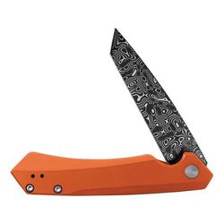 Case Damascus Print Kinzua Folding Knife 4.75 in Closed 3.35 in S35VN Tanto Blade Orange Anodized Aluminum Handle 64644