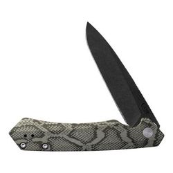 Case Snakeskin Pattern Kinzua Folding Knife 4.75in Closed 3.35in S35VN Black Stonewash Spear Point Blade OD Green Anodized Aluminum Handle 64636