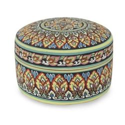 Celadon ceramic jewelry box, 'Thai Royale'