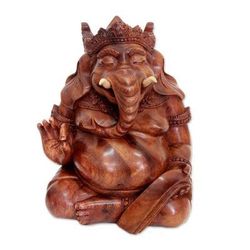 Kind Ganesha,'Wood statuette'