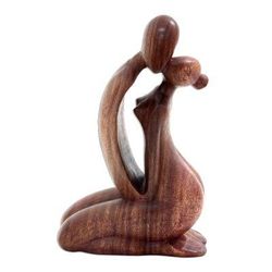 A Kiss on the Cheek,'Wood statuette'
