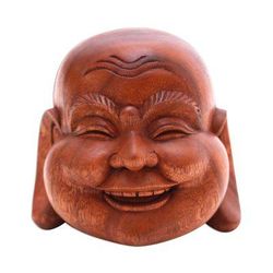 Jolly Buddha,'Suar Wood Laughing Buddha Sculpture from bali'