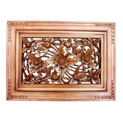 Flower of Joy,'Handcrafted Floral Wood Relief Panel'