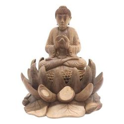 Buddha of Kindness,'Artisan Crafted Hibiscus Wood Buddha Sculpture'