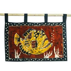 Eruafua,'Batik Cotton Wall Hanging with Fish Motif'