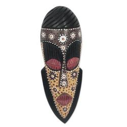 Young and Free,'Sese Wood African Wall Mask with Floral Motif'