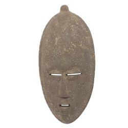 Akan wood mask, 'Positive Thinker' - Hand Crafted Wood Mask