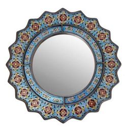 Mirror, 'Bluebells' - Reverse Painted Glass Floral Mirror