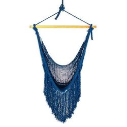 Sea Breezes in Midnight Blue,'Fringed Navy Cotton Rope Mayan Hammock Swing from Mexico'