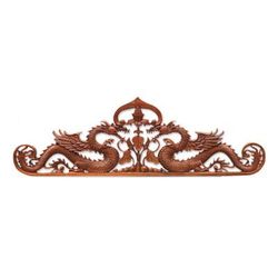 'Guardian Dragons' - Hand Carved Relief Wall Sculpture