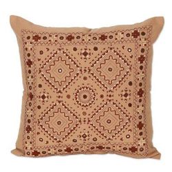 Geometric Delight,'Cotton Cushion Cover with Geometric Motif'