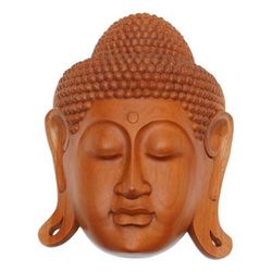 Beatific Buddha,'Mahogany Wood Mask of Buddha'