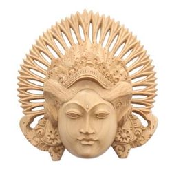 'Hand-Carved Wood Mask of a Janger Dancer from Indonesia'