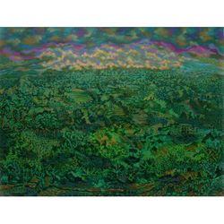 Baturiti Beauty,'Green Impressionist Landscape Painting (2017) from Java'