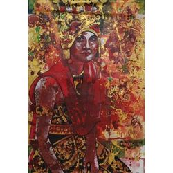 Gandrung Jaran Goyang,'Signed Acrylic Dancer Painting from Bali'