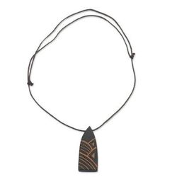 Call to Prayer,'Hand-Carved Sese Wood Mosque Pendant Necklace'