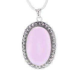Fairest Beauty,'Large Oval Rose Quartz and Sterling Silver Pendant Necklace'