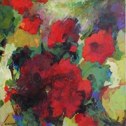 Bouquet of Red Flowers,'Stretched Brazilian Still Life with Dazzling Red Flowers'