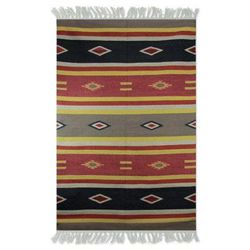 Wool rug, 'Mirzapur Beauty' (4x6)