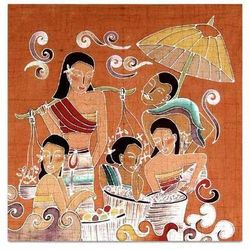 'At the Market' - Unique Batik Cotton Wall Hanging