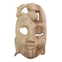 Mellow Mood,'Artisan Crafted Wood Mask from Bali'