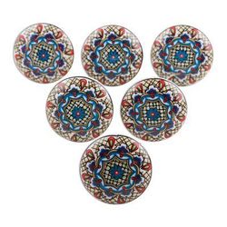 Floral Appeal,'Set of 6 Hand Painted Ceramic Knobs/Drawer Pulls'