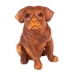 Puppy-Dog Eyes,'Handcrafted Balinese Suar Wood Dog Statuette'