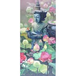 Lanna Woman,'Original Signed Acrylic Painting of Thai Garden'